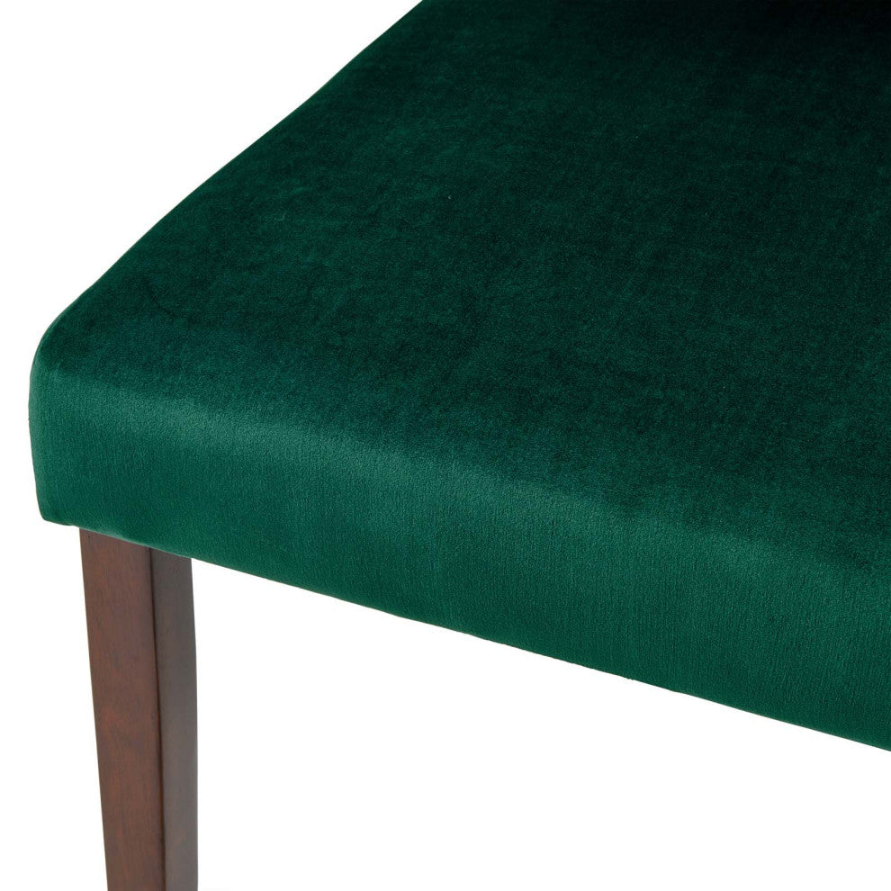 Side Dining Chair, Set of 2, Velvet, Wood, Green, Modern, Cafe Bistro Restaurant