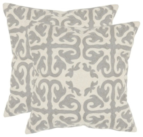 Moroccan Pillows, Set of 2, Light Gray, 22" Square