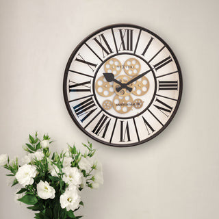 William 20" Moving Gear Wall Clock, White