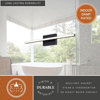 Ashburn 24" Integrated LED Matte Black Bath Bar Vanity Light White Shade