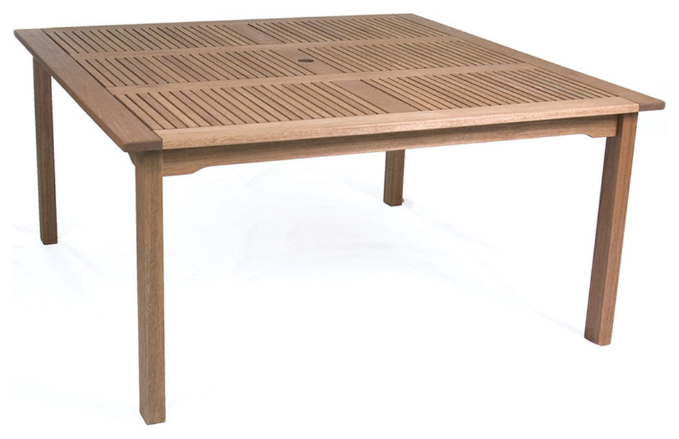 Amazonia Bahamas 9-Piece Eucalyptus Square Dining Set With Brown Sling Chair
