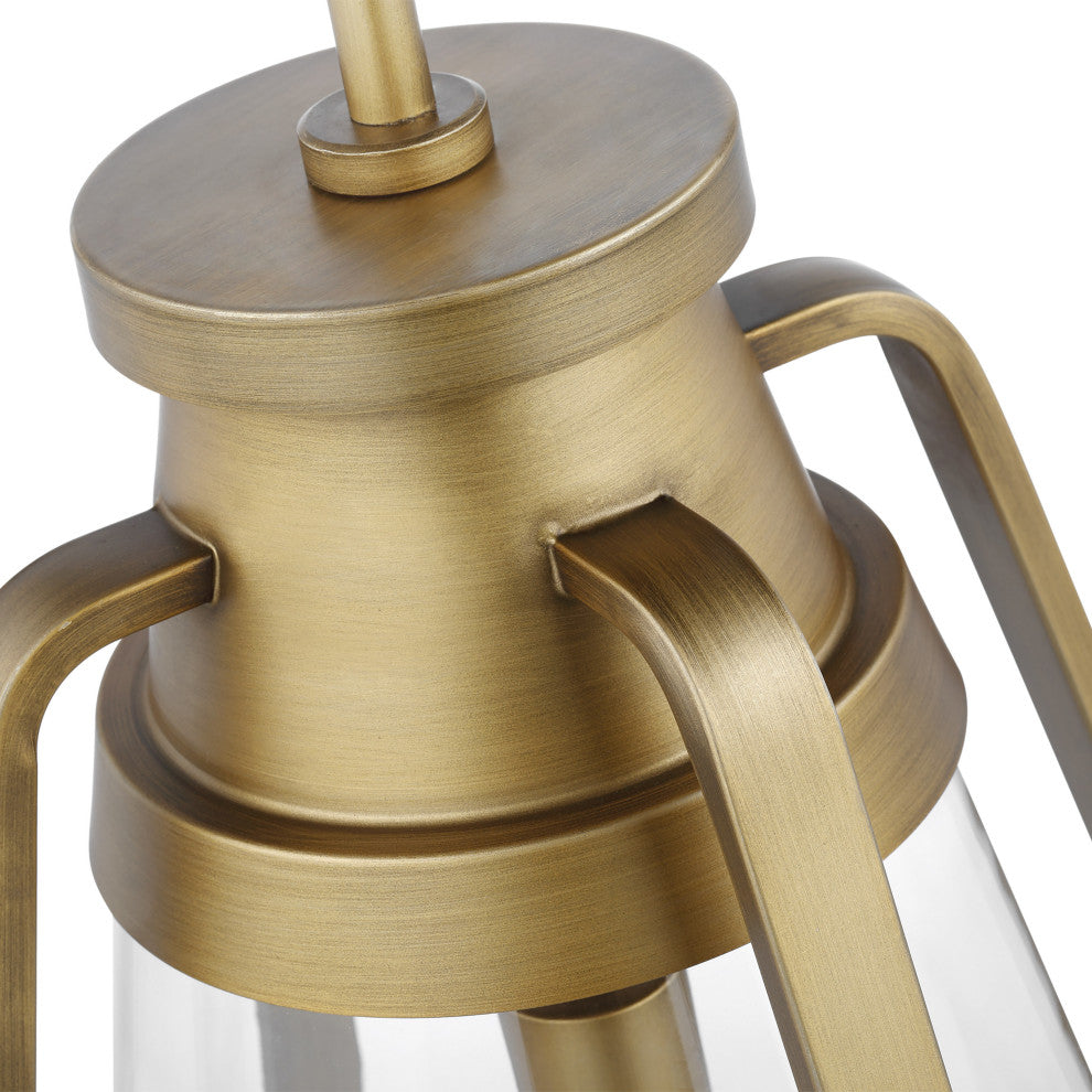 Everett 1-Light 14-Inch Pendant, Natural Brass With Clear Glass