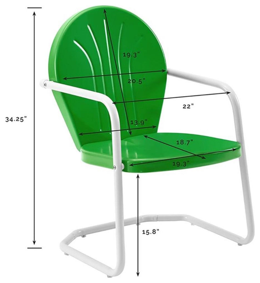 Home Square 4 Piece Metal Patio Chair Set in Tangerine and Grasshopper Green