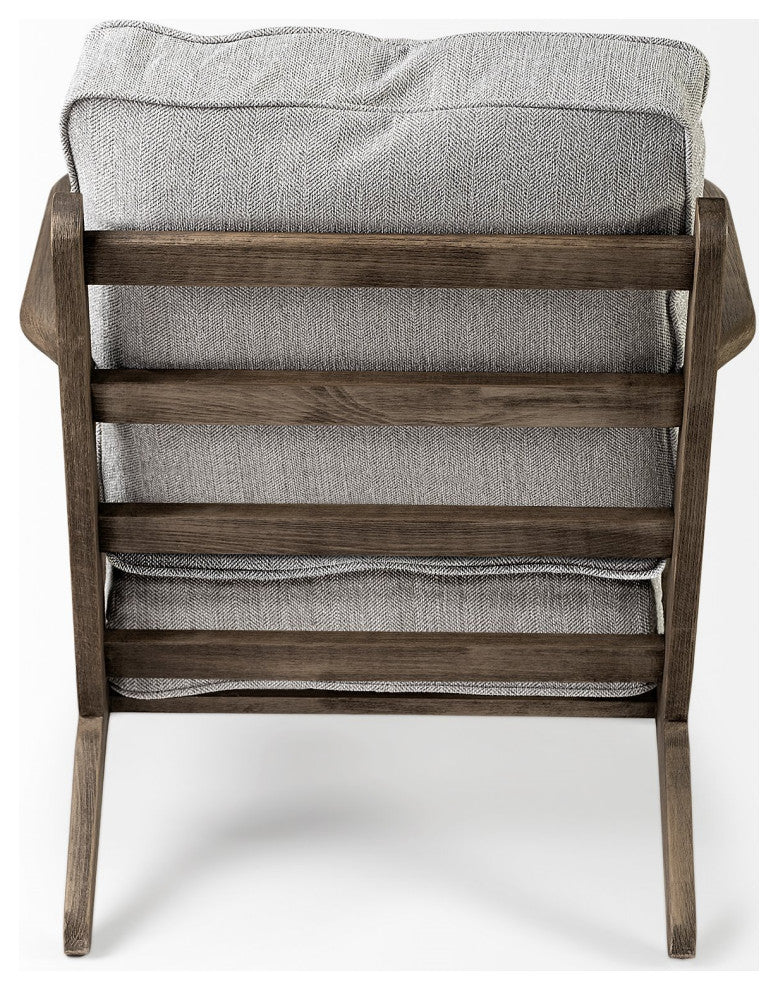 HomeRoots Frost Grey Fabric Wrapped Honey Wooden Frame Accent Chair