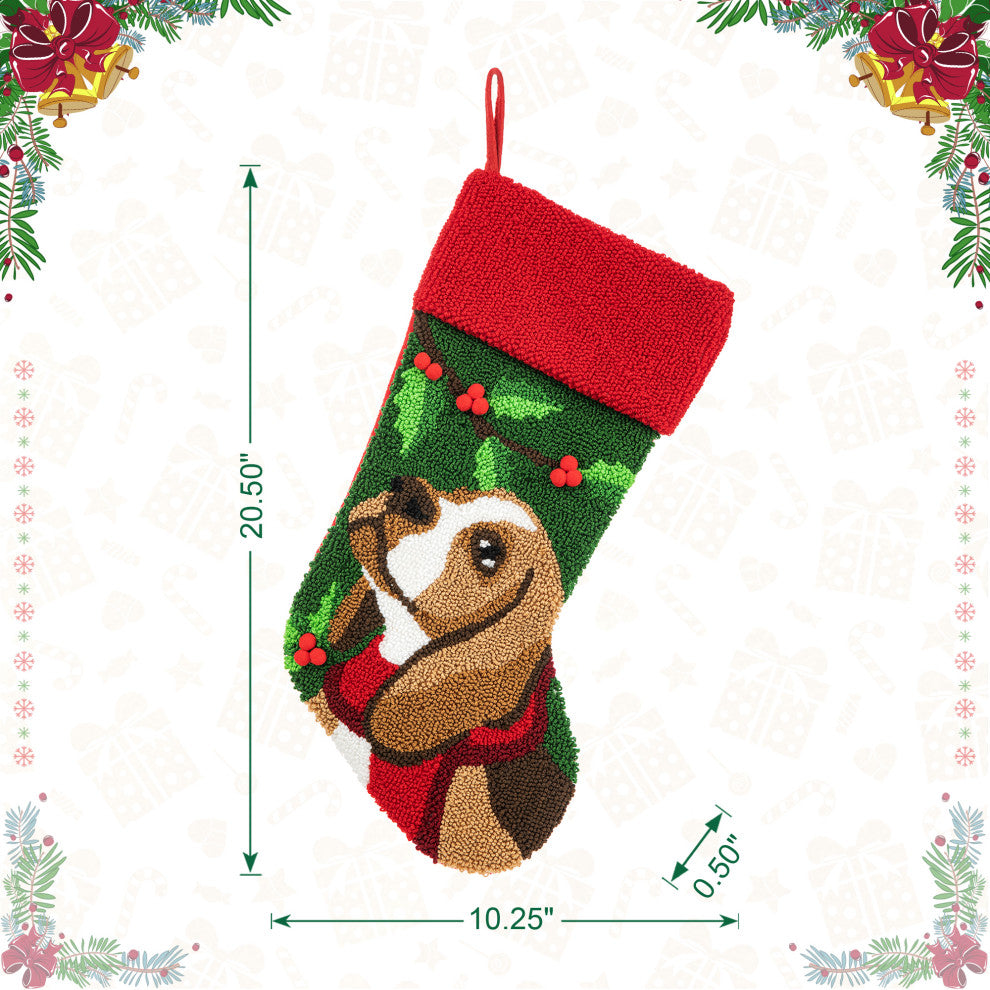 20.5"L Hooked Stocking, Dog