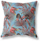 18" Coral Blue Tropical Indoor Outdoor Throw Pillow
