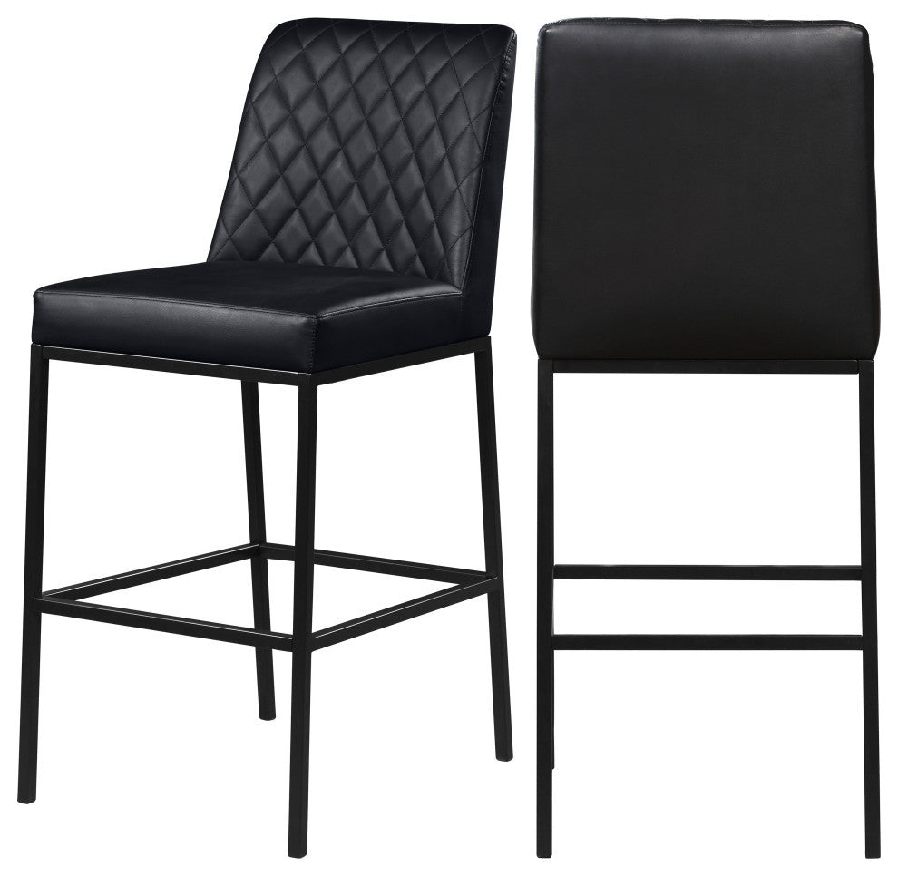 Bryce Faux Leather Upholstered Bar Stool, Set of 2, Black