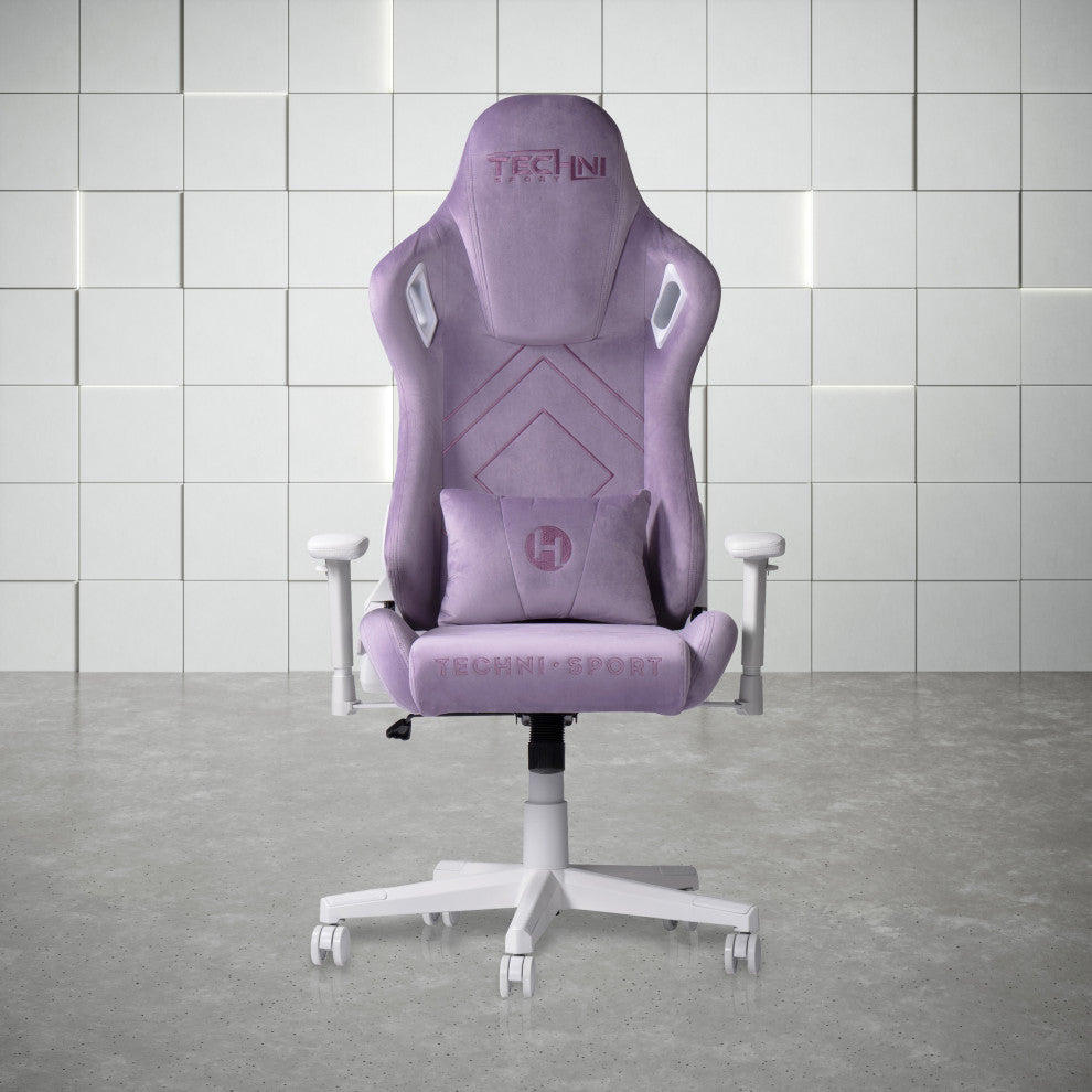 Techni Sport TSF45C Velvet Memory Foam Gaming Chair "“ White, Purple