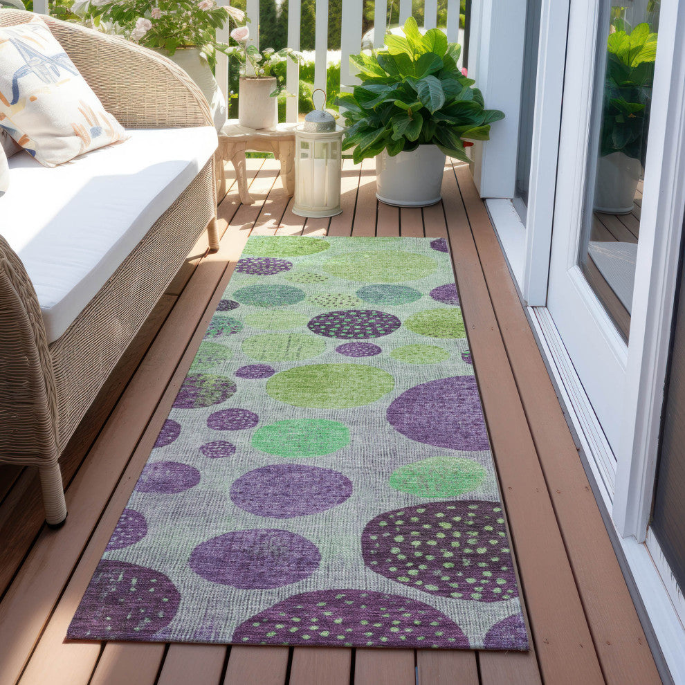Machine Washable Indoor/Outdoor Chantille ACN1899 Purple 2'3" x 7'6" Runner Rug