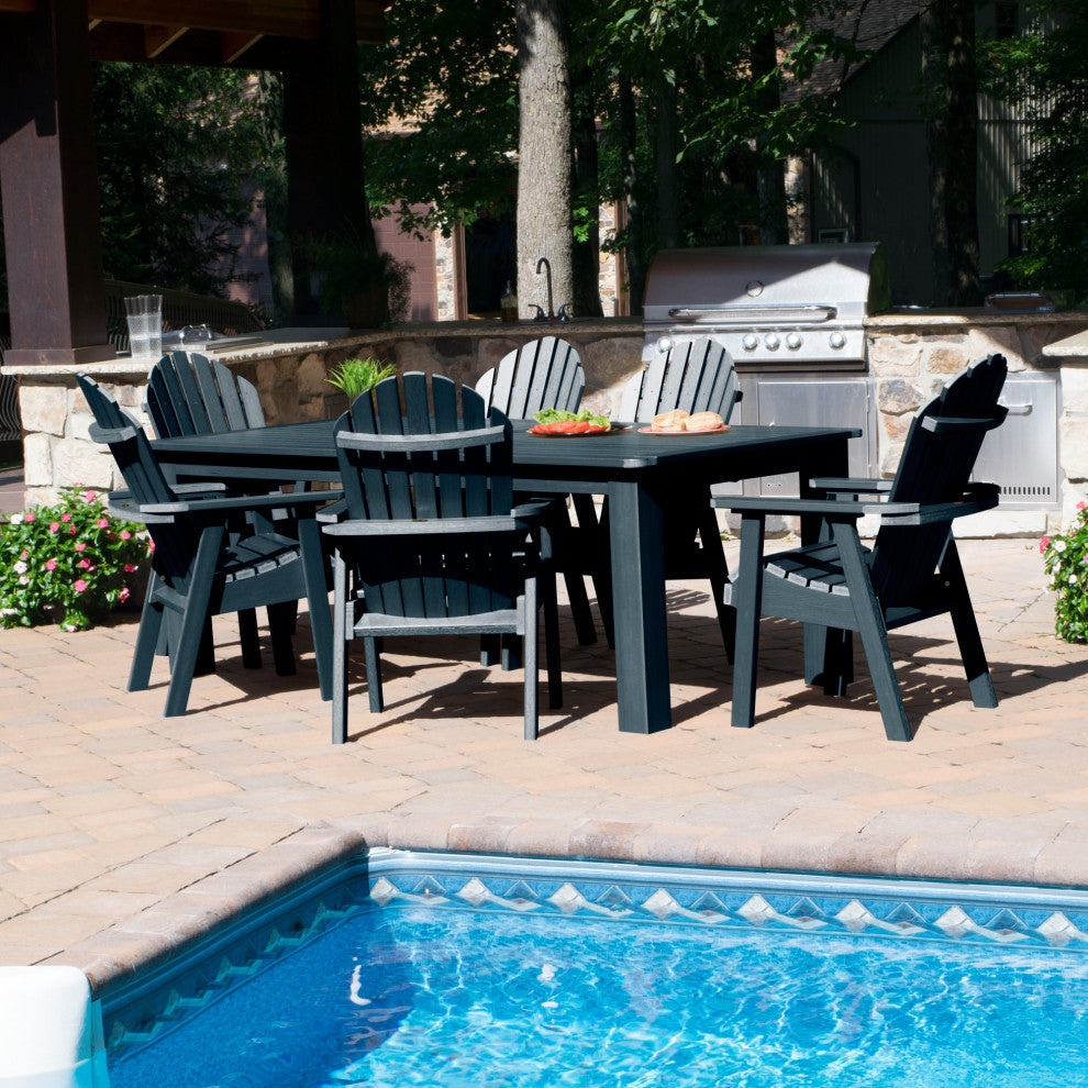 Muskoka 7-Piece 42x72 Bistro Dining Set, Weathered Acorn, Federal Blue