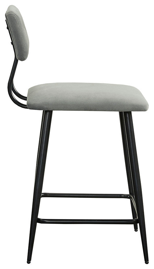 INK+IVY Henrick Sleek Modern Velvet Counter Stool With Tufted Back, Grey