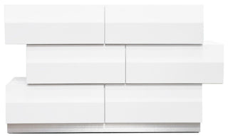 Spain Modern White Zigzag 6-Drawer Bedroom Dresser
