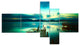 Wooden Jetty and Boat in Sea, Seascape Canvas Art Print, 60"x32", 5 panels
