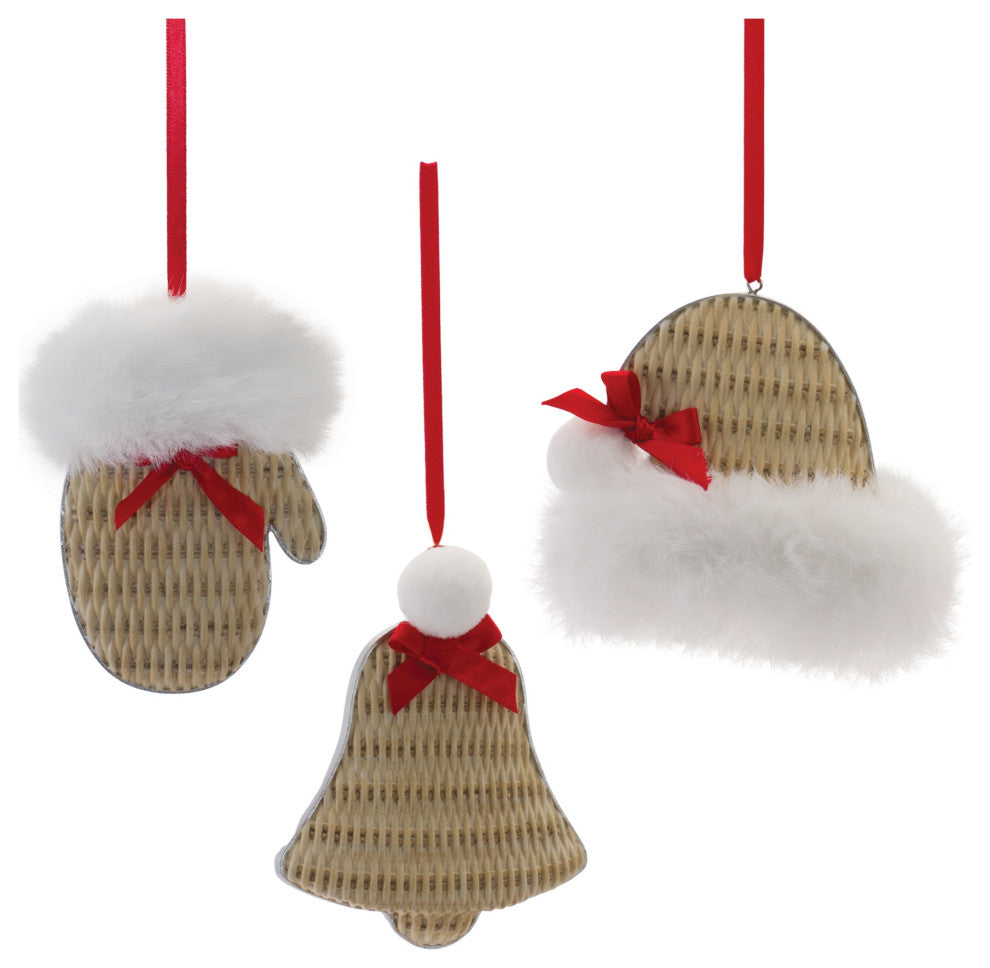 Cozy Mitten Hat and Bell Ornament, 12-Piece Set