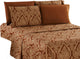 6 Piece: Luxury Paisley Printed Bed Sheet set, Twin 4 Piece, Chocolate, King