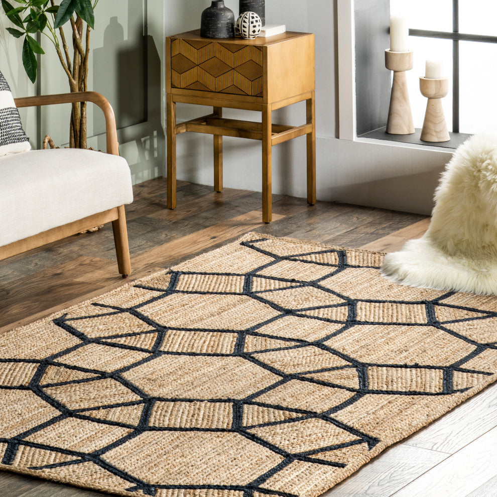 Nuloom Rozalia Jewel Jute Rug, Blue 4' x 6'