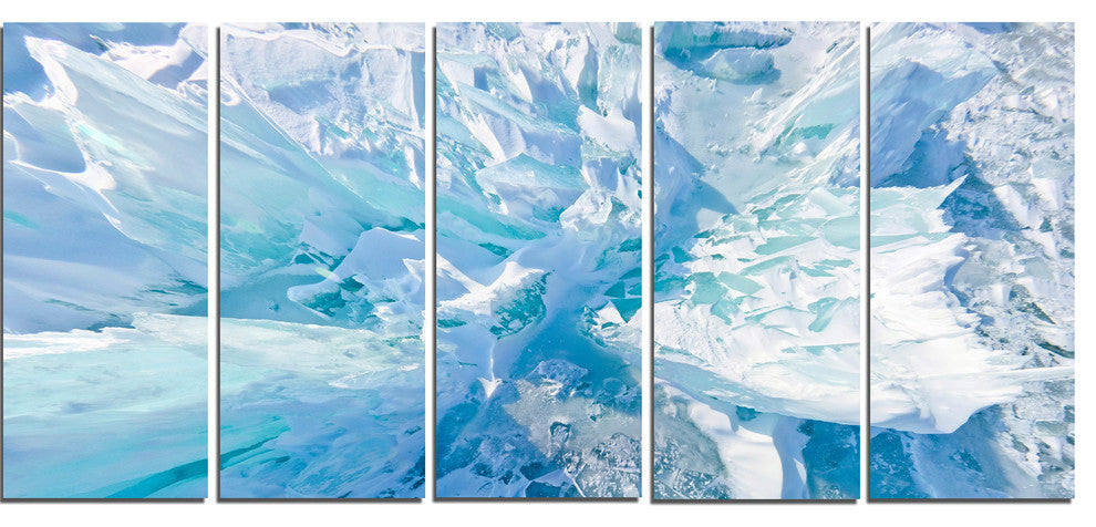 Blue Ice Hummocks Baikal, Landscape Canvas Art Print, 60"x28", 5 Panels