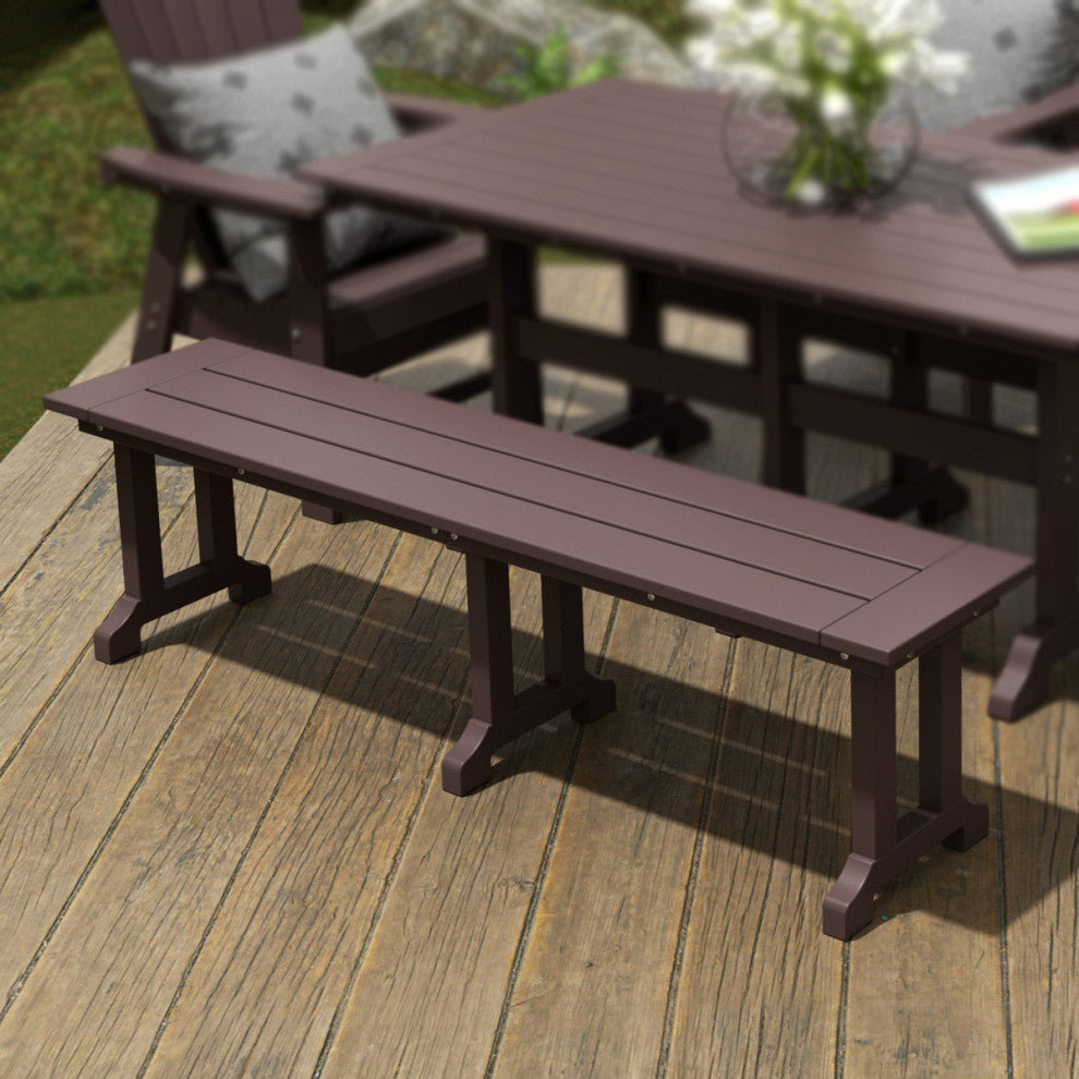 WestinTrends 65" Trestle Poly Lumber Outdoor Patio Accent Bench, Picnic Bench, Dark Brown