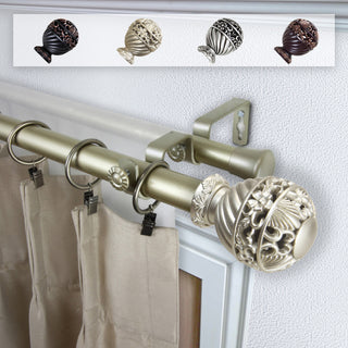Stefan 1" Double Curtain Rod, Light Gold, 160-240"