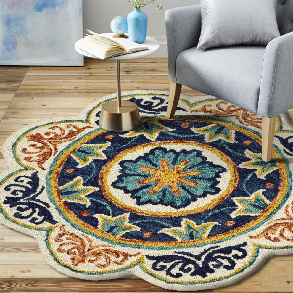 Medallion Flower Area Rug, 6' Round