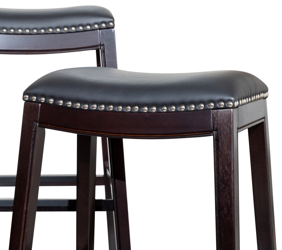 DTY Indoor Living Durango Bonded Leather Saddle Stool, Espresso Finish, 24"