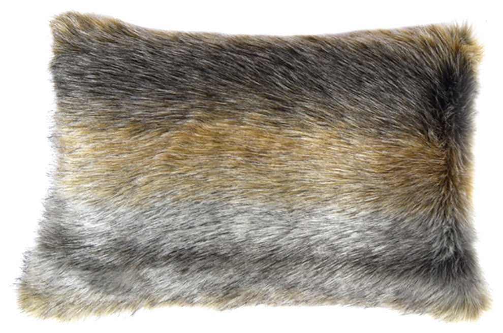 LUZIO Crystal Fox Vegan Faux Fur Pillow Cover 15.7x23.6