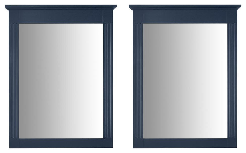 Solid Wood Bathroom Vanity Mirror for Wall Mounted, Navy Blue, 26x33, 2 Pieces