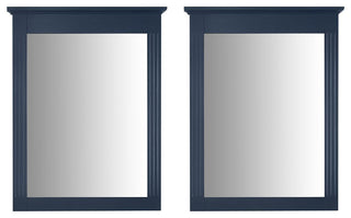 Solid Wood Bathroom Vanity Mirror for Wall Mounted, Navy Blue, 26x33, 2 Pieces