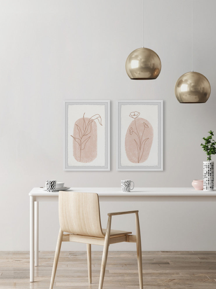 Poppy Brown Lines Diptych, 2-Piece Set, 24x36 Panels