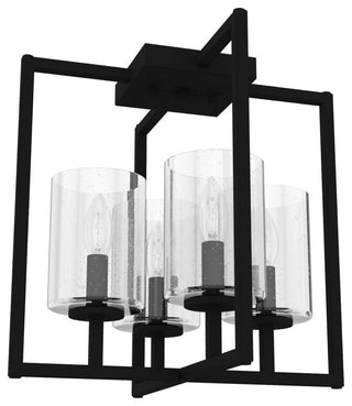 Kerrison Natural Iron With Seeded Glass 4 Light Flush Mount Ceiling