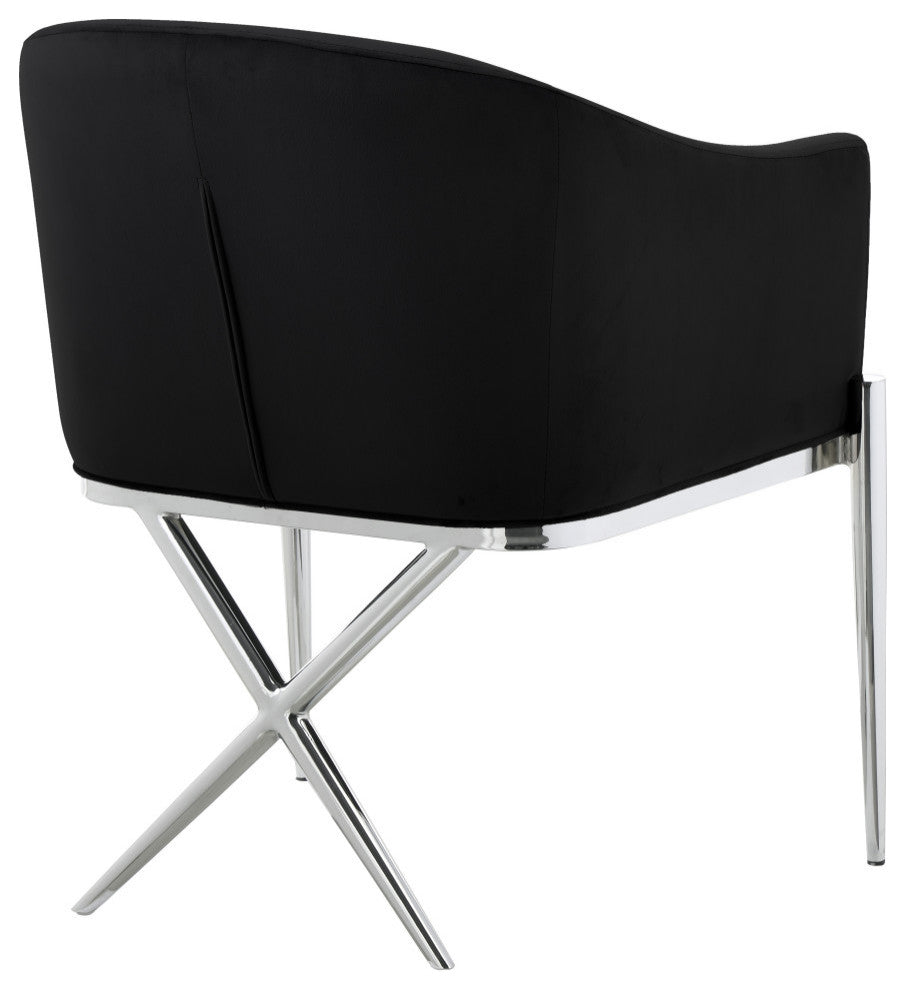Xavier Velvet Dining Chair, Black, Chrome Legs