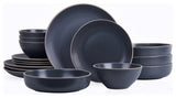 Stone Lain Lauren Stoneware 16 Piece Dinnerware Set, Charcoal