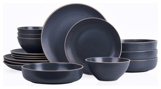 Stone Lain Lauren Stoneware 16 Piece Dinnerware Set, Charcoal