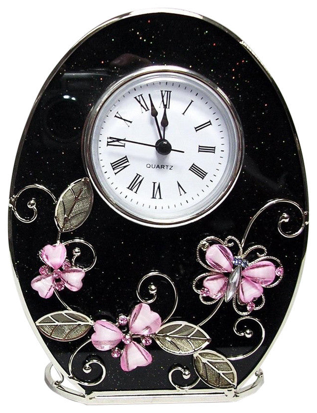 Elegance Pink Butterfly Clock