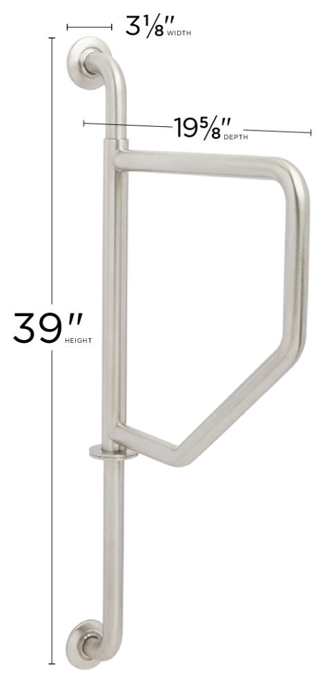 36" Swing Away Wall Bathroom Grab Bar, Satin Stainless, 36" Wall to Wall