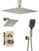 CASAINC 12" Ceiling Mounted Rainfall Shower System Set w Dual Shower Head, Brushed Nickel