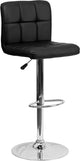 Estella Mid-Back Black Quilted Vinyl Swivel Adjustable Barstool