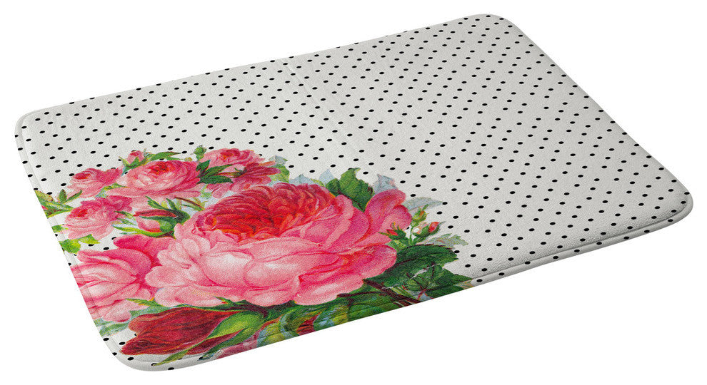 Allyson Johnson Floral Polka Dots Memory Foam Bath Mat, 17"x24"