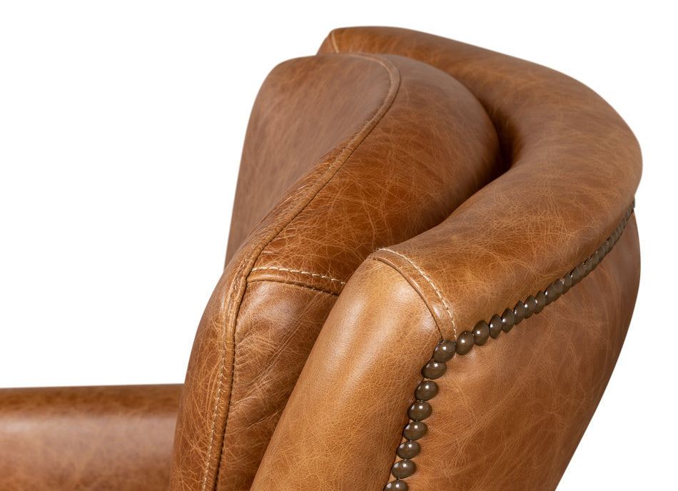 Baker Brown Leather Club Arm Chair