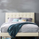 Contemporary Modern Full and Queen Size Tufted Headboard, Velvet, Ivory White