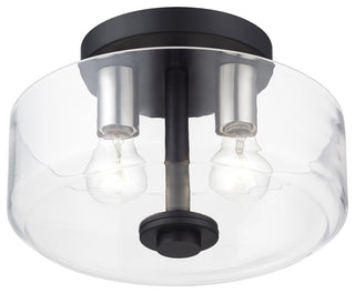 Whitworth 2 Light Black Medium Semi-Flush with Clear Glass