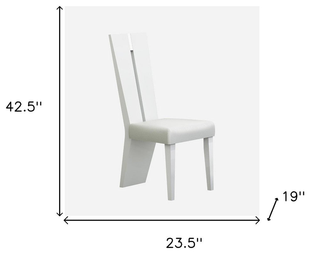 Set of Two Contemporary Sleek High Gloss White Dining Chairs