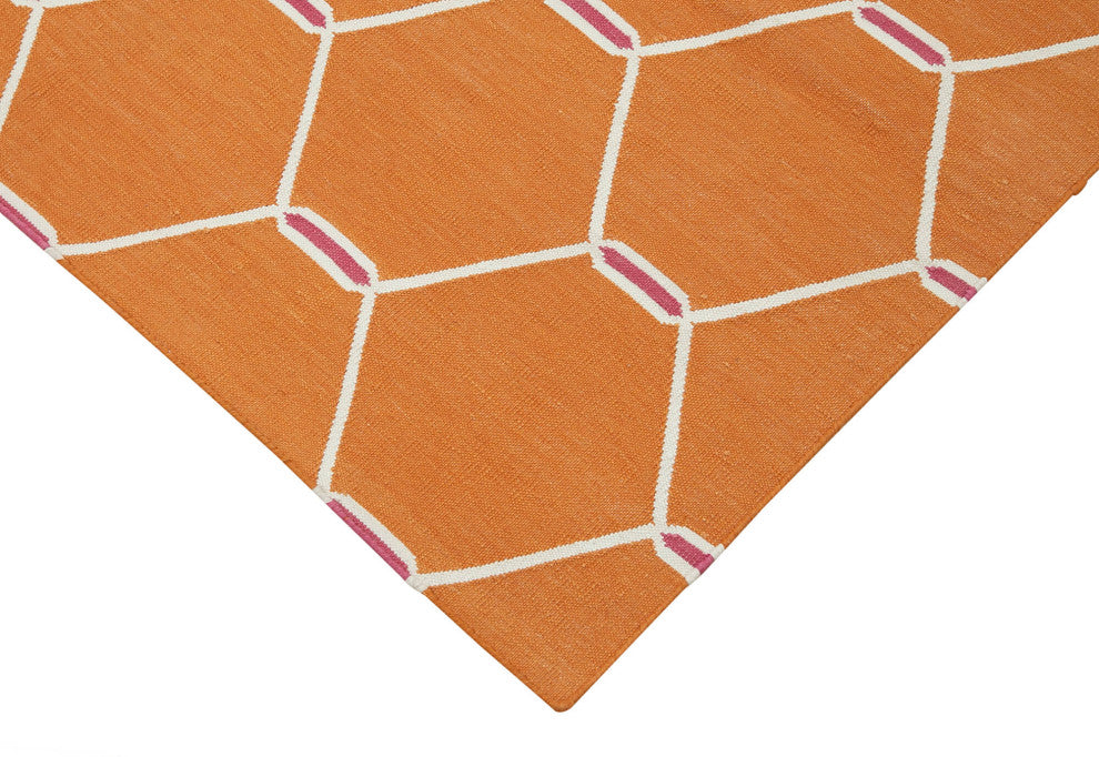 Rug N Carpet - Handmade Wool 3' 5'' x 5' 7'' Flatweave Dhurrie Kilim Rug