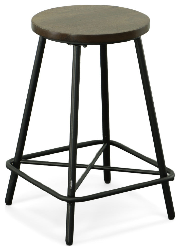 Illona 24" Counter Height Stool Set of 2, Elm/Black