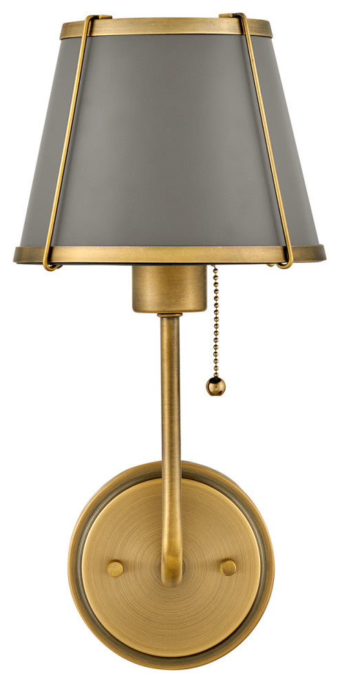 Hinkley Clarke 15.75" Wall Sconce, Dark Matte Grey + Lacquered Dark Brass