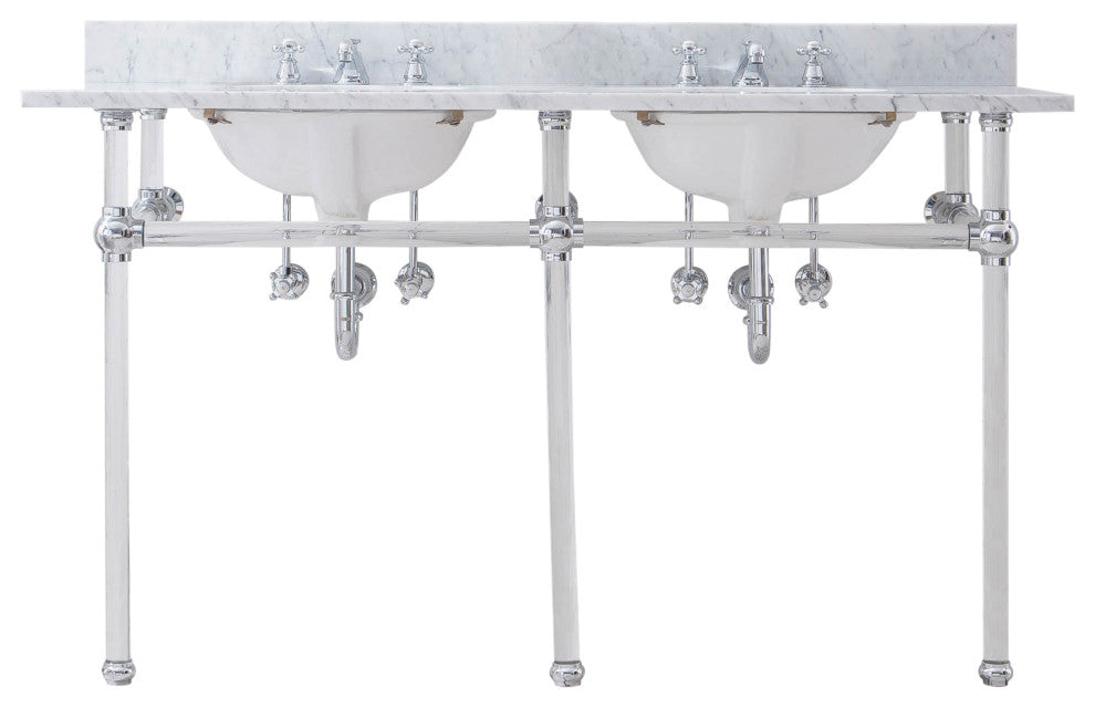 Empire 60" Wide Double Wash Stand Only, Chrome