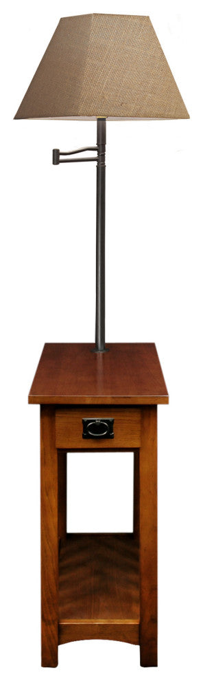 Leick Furniture Mission Chairside Solid Wood Lamp Table Medium in Oak