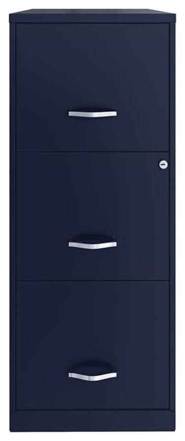 Scranton & Co 3-Drawer Modern Metal Vertical File Cabinet with Lock in Navy