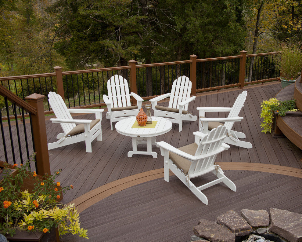Cape Cod 6-Piece Folding Adirondack Conversation Set, Stepping Stone