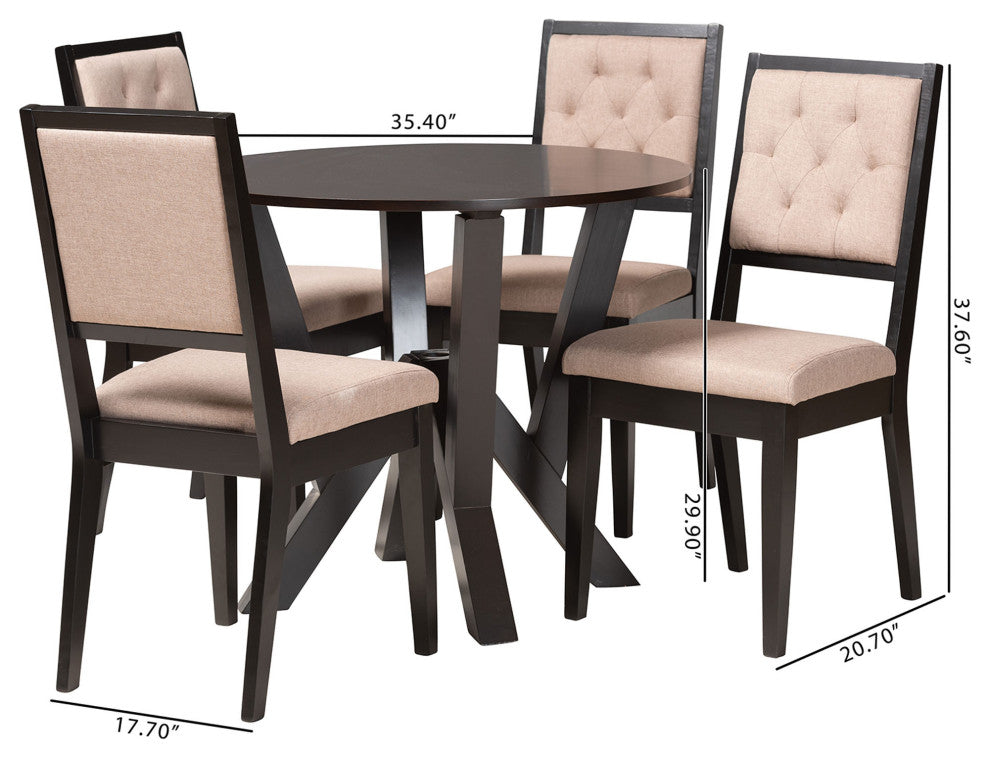 Avery Sand Fabric 5-Piece Dining Set